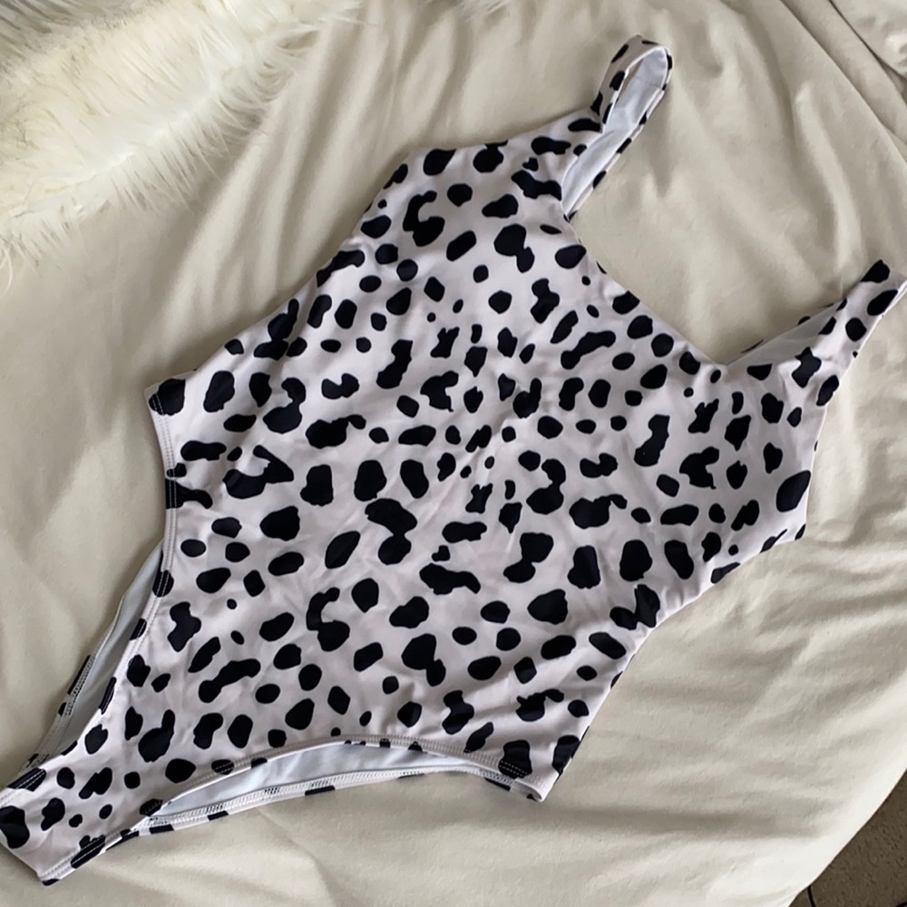 Dalmatian Print One Piece Swimsuit